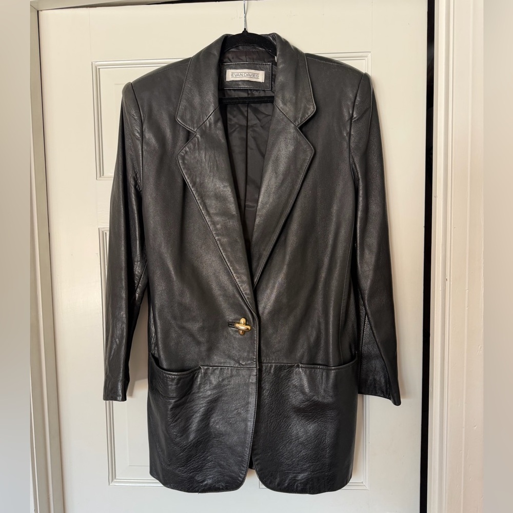 VINTAGE 1980s Evan Davies Lamb Nappa Leather Blazer
